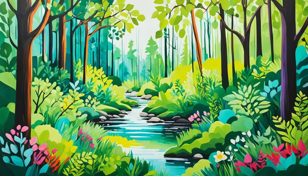 Vibrant summer art with lush greenery Vibrant summer art with lush greenery, Capture Summer with Acrylics: Bright Painting Tips