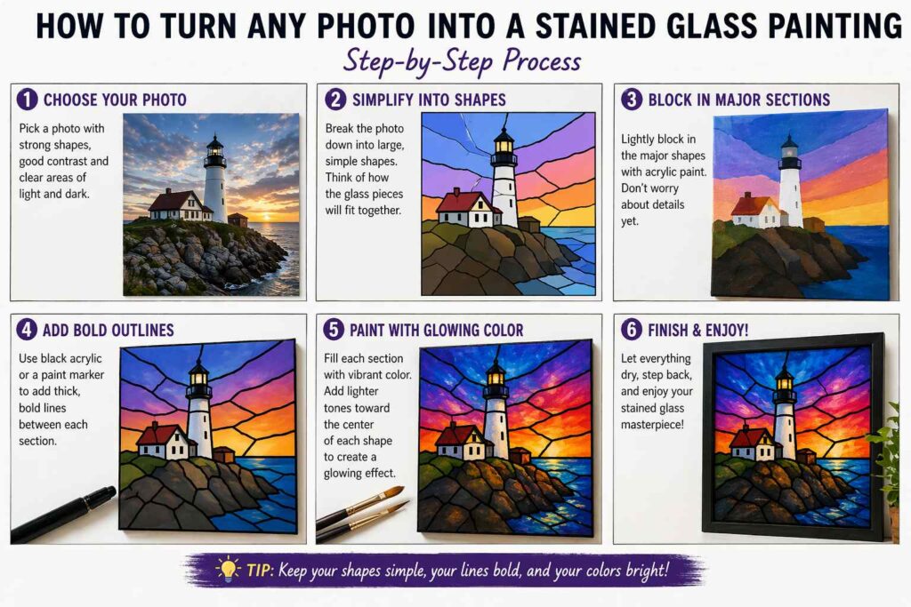 Instructions for creating stained glass art