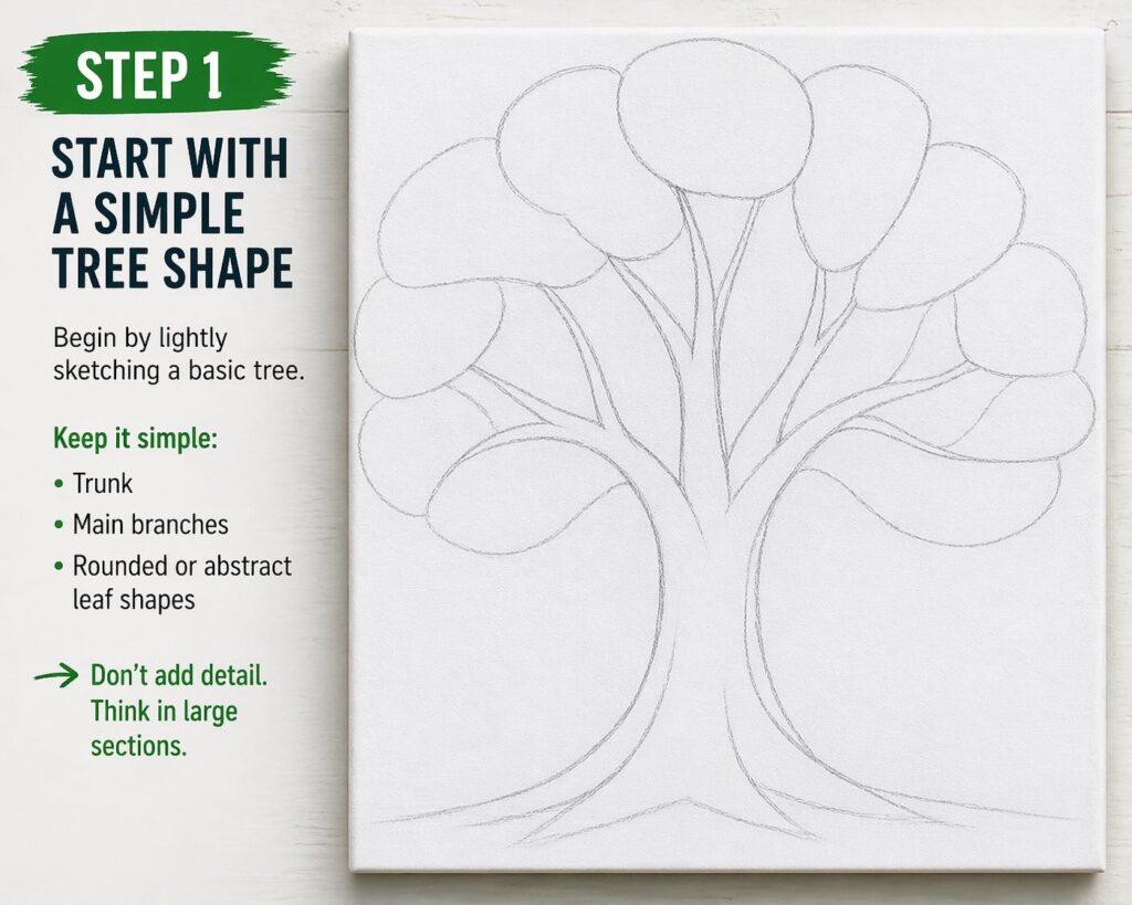 Instructions for sketching a tree