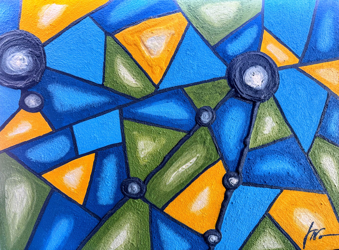 contemporary stained glass works, exploring how these designs can be interpreted through acrylic painting