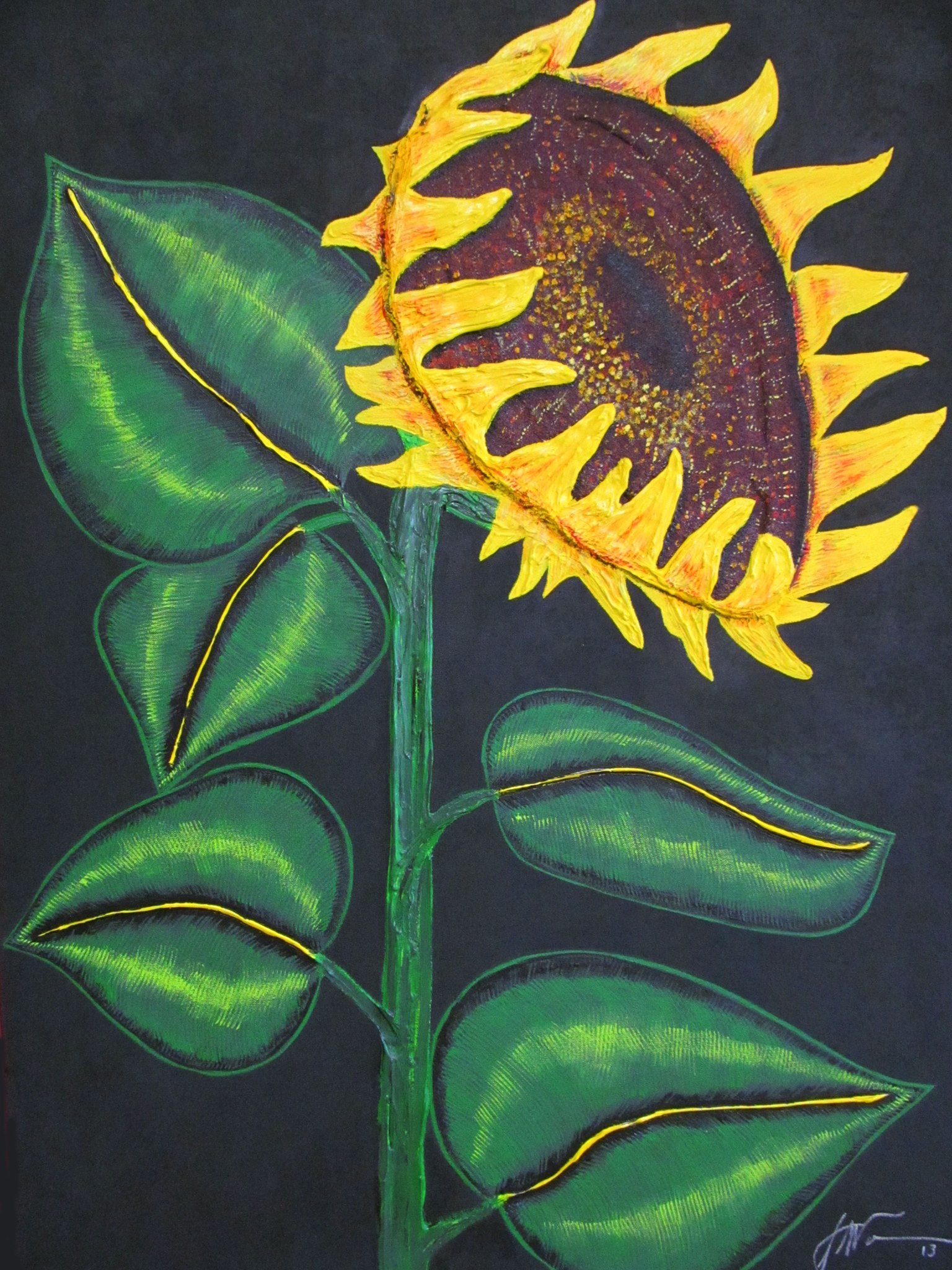 Painting of a sunflower "Radiant Bloom" by Guy Wann
