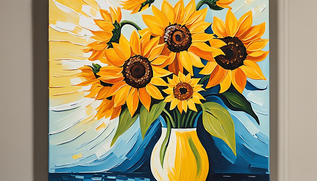 paint like Vincent van Gogh's paintings of sunflowers using acrylics