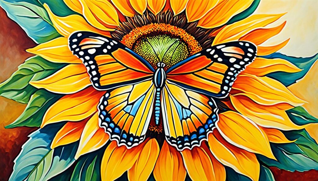 butterfly and sunflower acrylic art butterfly and sunflower acrylic art
