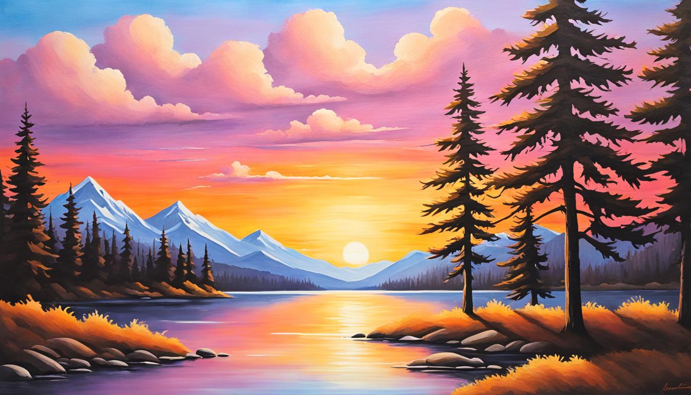 sunset acrylic painting