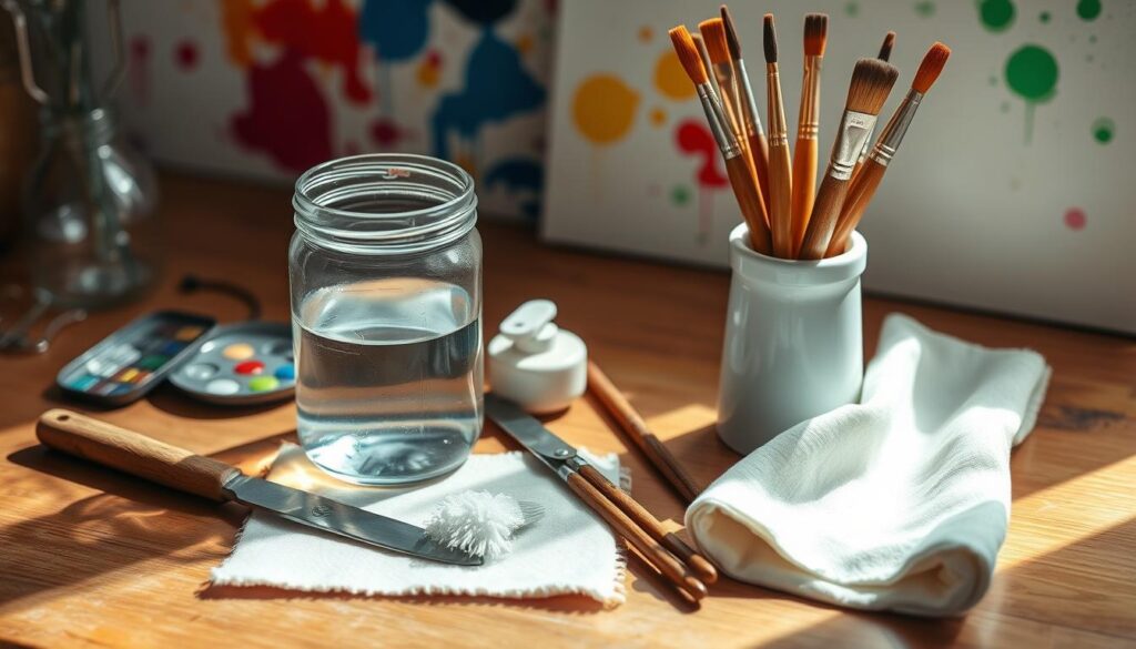 Essential tools for cleaning acrylic paint brushes
