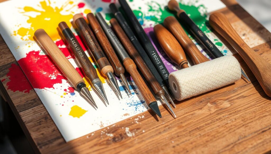 etching tools for acrylic paintings