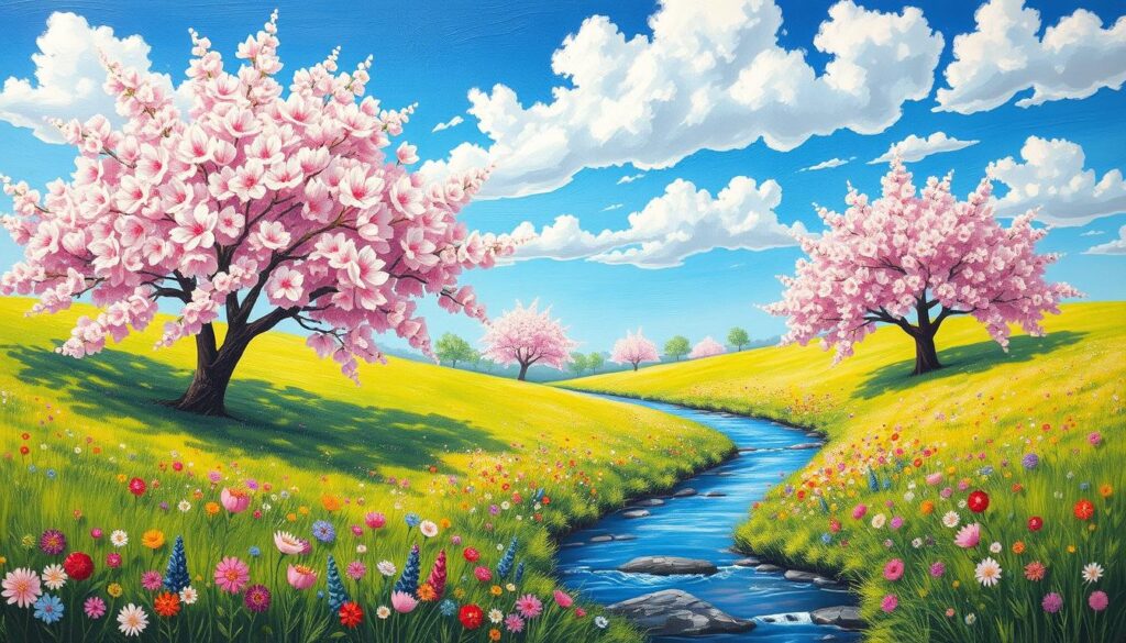 spring acrylic painting