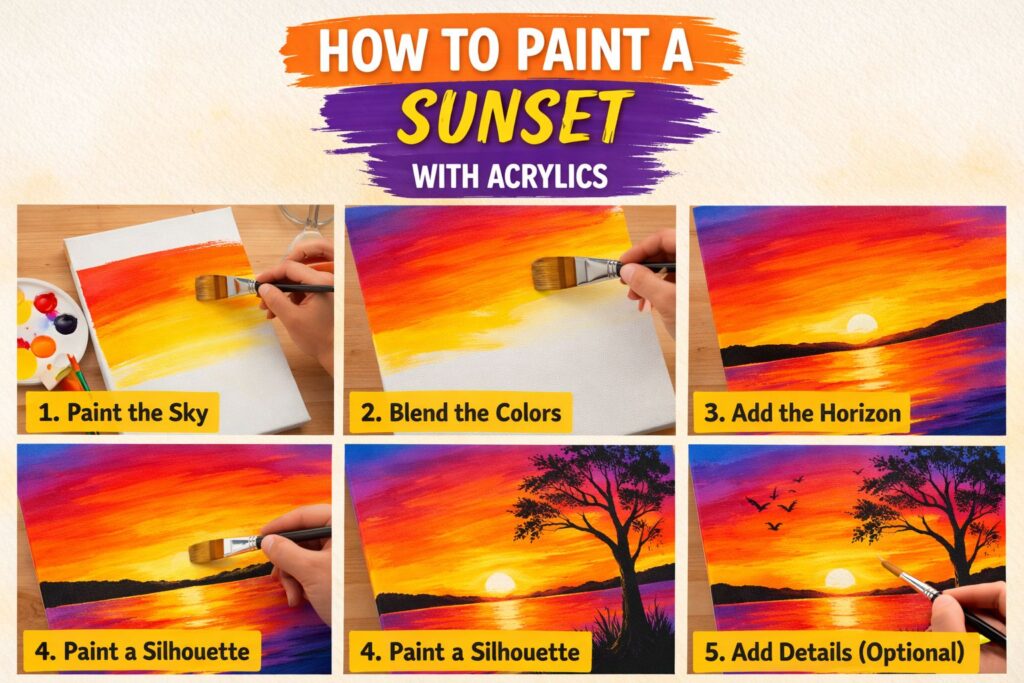Paint a Sunset with Acrylics 