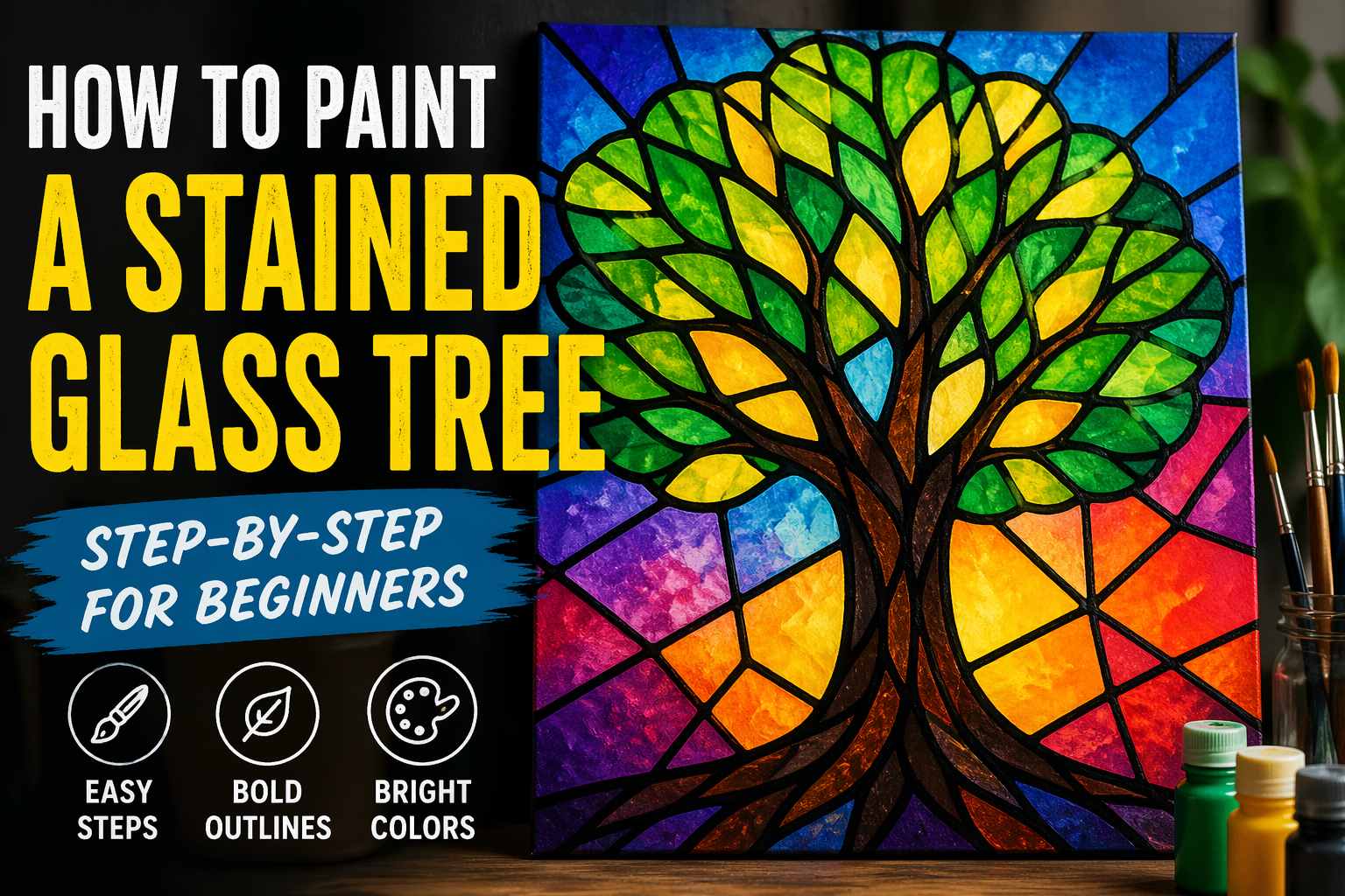 Stained glass tree painting tutorial
