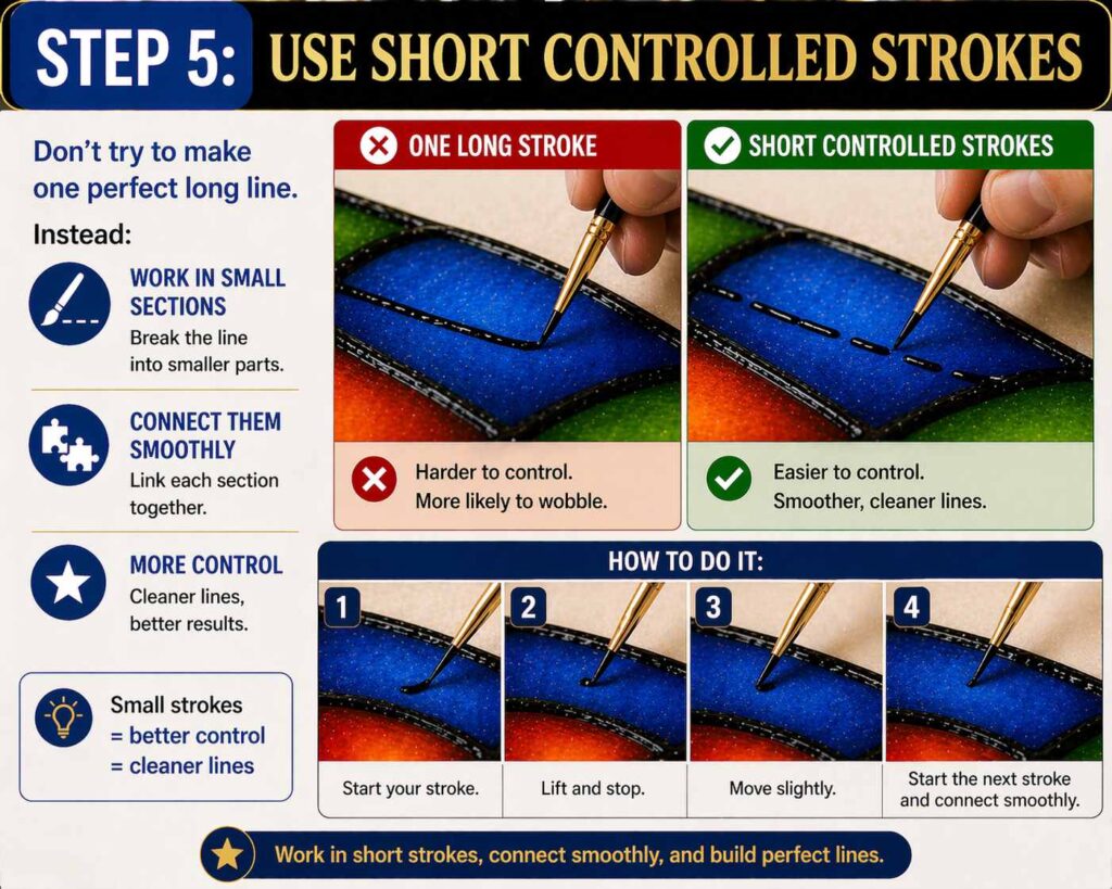 Step Five: Use Short Controlled Strokes