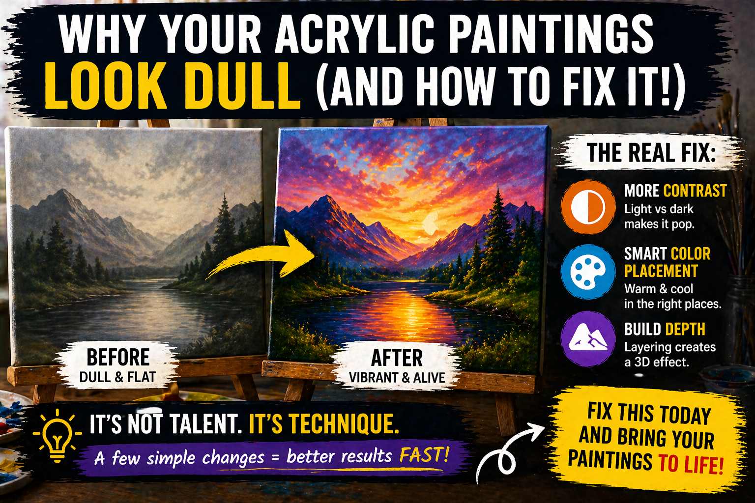 Why Your Acrylic Paintings Look Flat (And How to Fix It Fast)