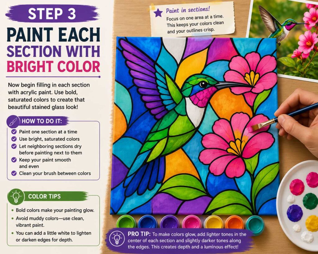 Paint Each Section With Bright Color