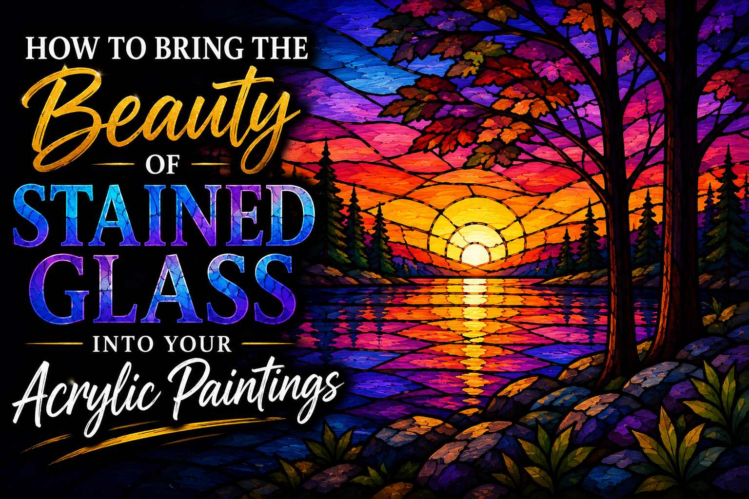 Stained glass-inspired acrylic painting tutorial