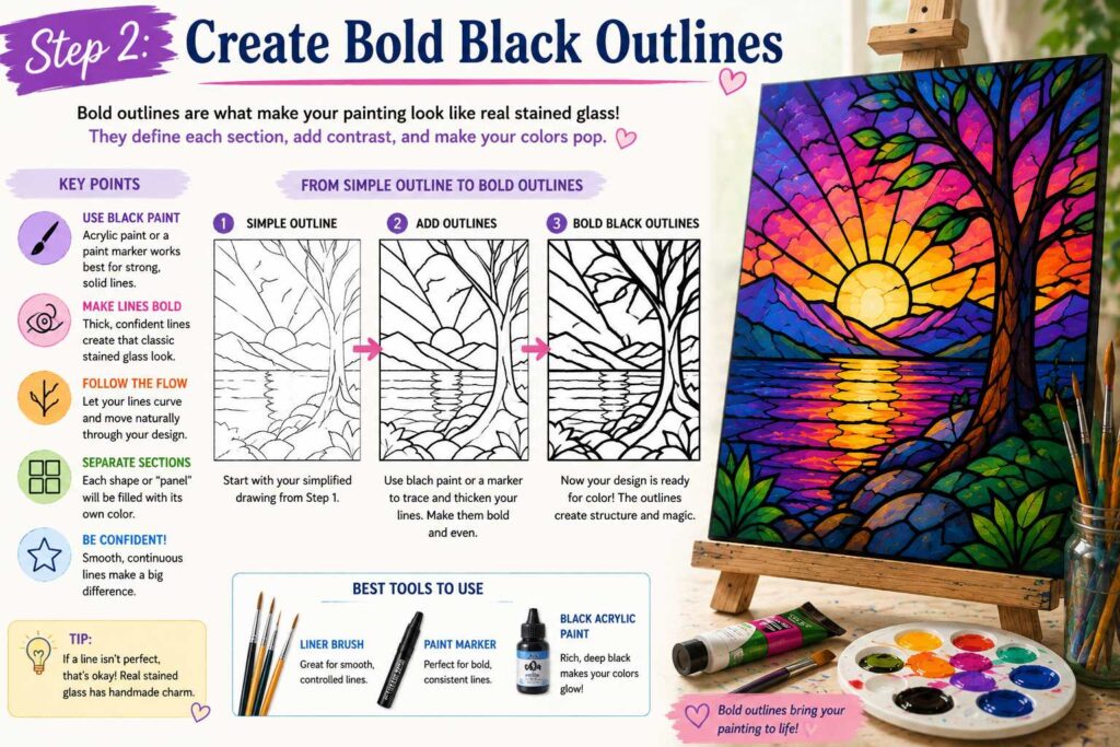 Step 2: Create Bold Black Outlines